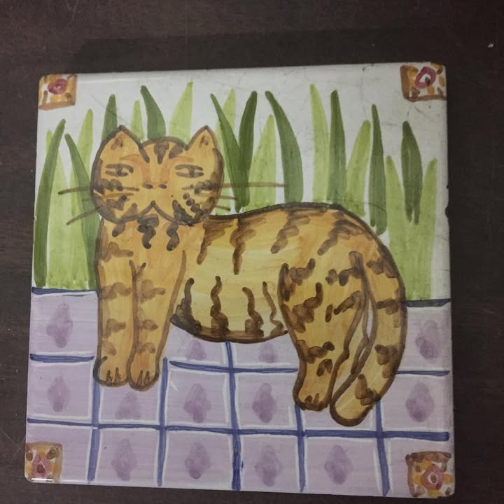 Hand-painted tabby cat
